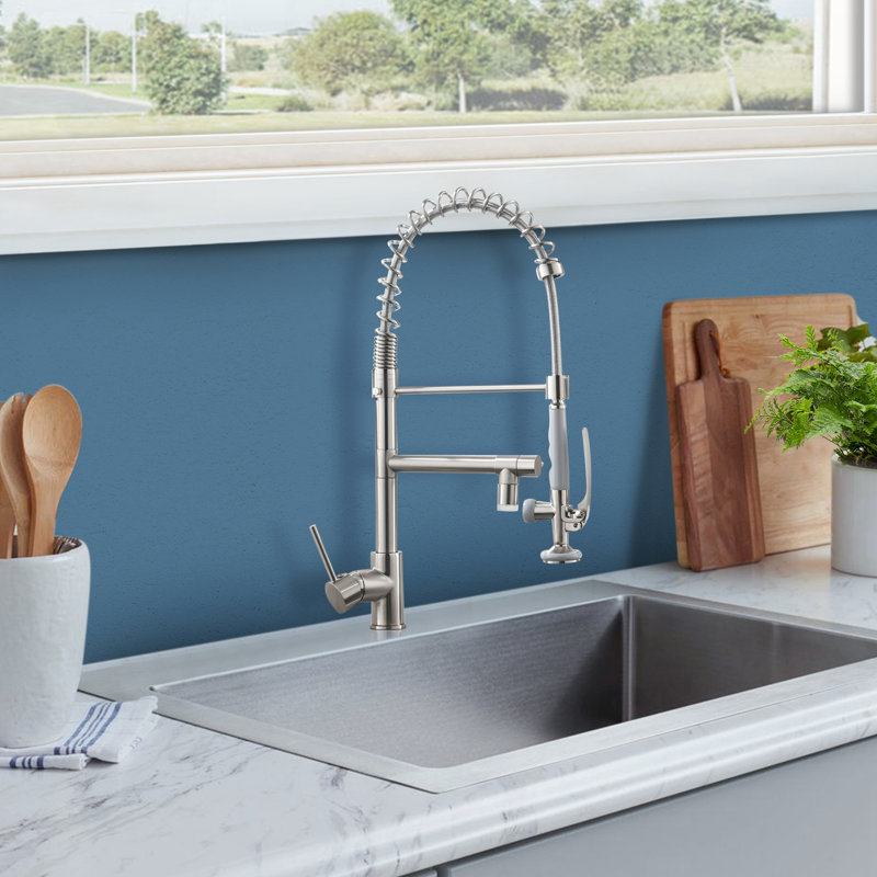 Topcraft Single Handle Single Hole Pull Down Kitchen Sink Faucet with LED
