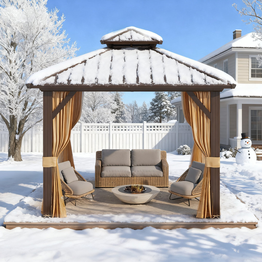 Erommy 10 Ft. W x 10 Ft. D Aluminum Storage Gazebo, Hardtop Gazebo with Light Strip EROMMY