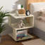Table de chevet simple cubique ouverte, planche de bois manufacturée en grain naturel clair avec patins en caoutchouc noir-917280487