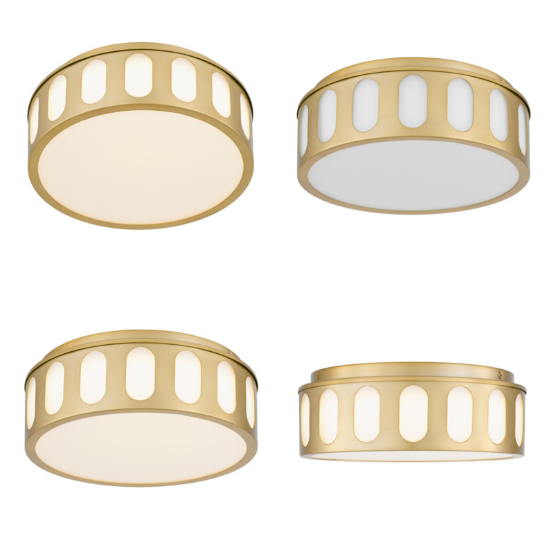 Plafonnier rond rond en laiton antique 11,25 pouces, trois températures de couleur, Doré, H 4,13 po x l 11,25 po x P 11,25 po