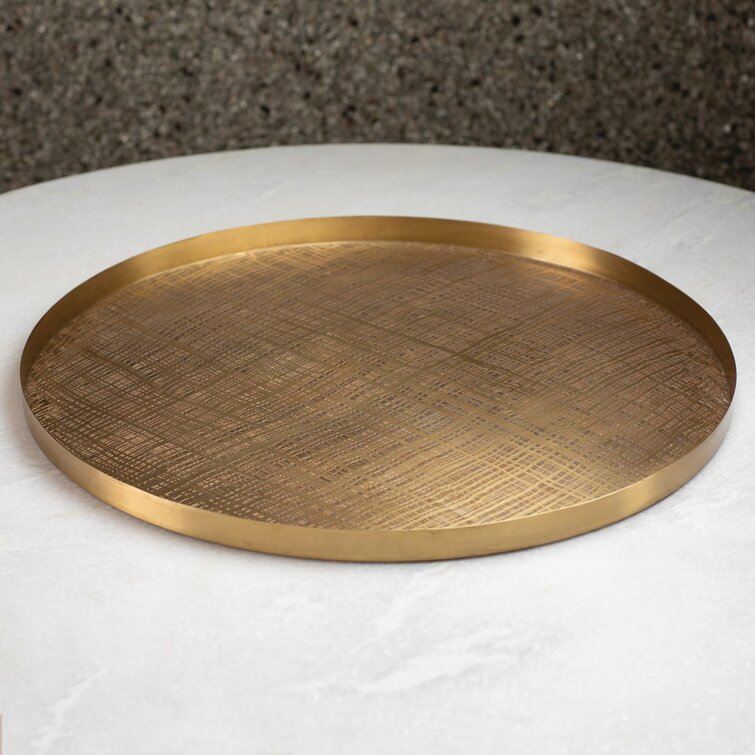 Global Views Plaid Etched Tray-Antique Brass - Wayfair Canada