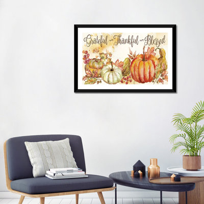 «Watercolor Harvest Pumpkin Grateful Thankful Blessed» par Tre Sorelle Studios - reproduction