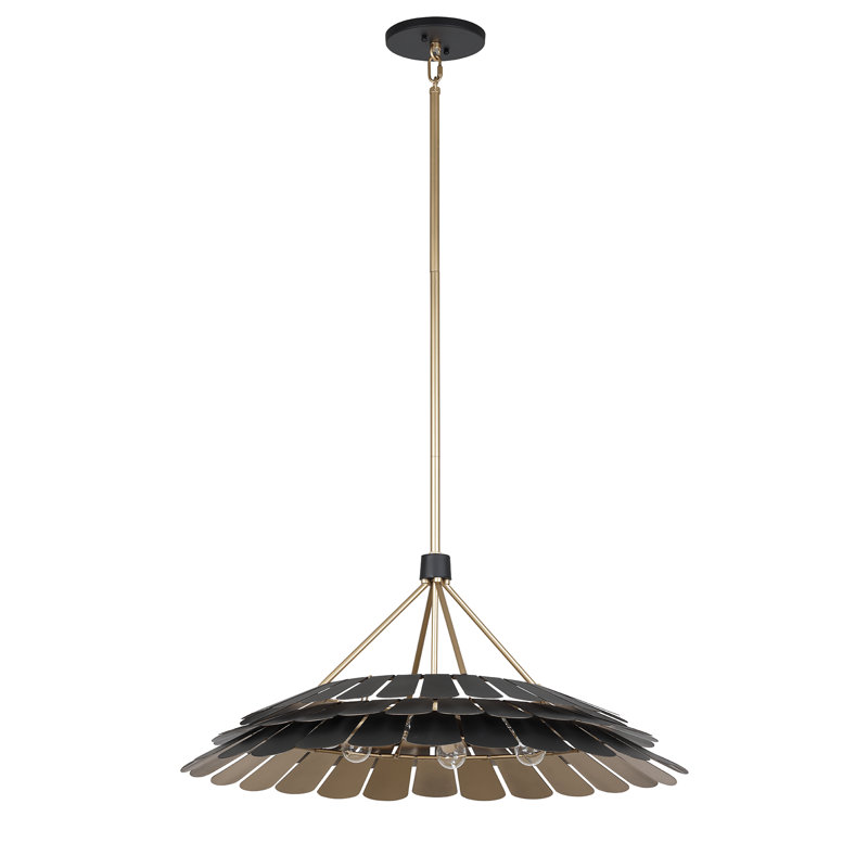 Midnight Black and Gold 6-Light Metal Dome Pendant
