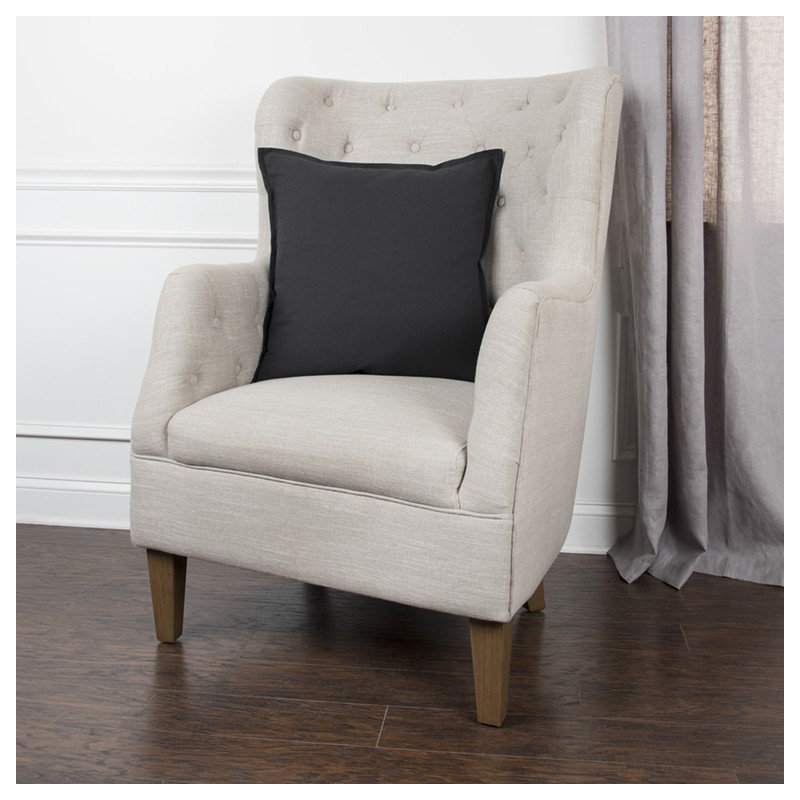 Coussin décoratif en coton, Noir