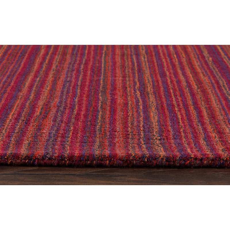 Densel Striped Wool Hand Woven Area Rug, Runner 67 x 200cm