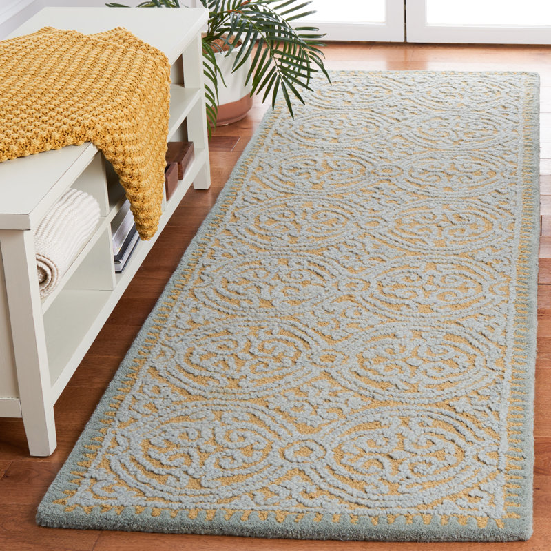 Tapis géométrique en laine touffeté à la main Sadik, Rectangle 2 pi 6 po x 14 pi