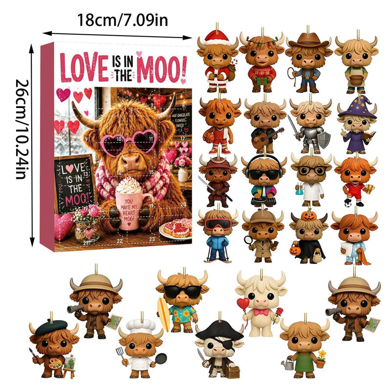 Coffret-cadeau Calendrier d'Avènement - Déguisements d'oie en polyester - Compte à rebours de 24 jours - Contient 24 pendentifs en acrylique