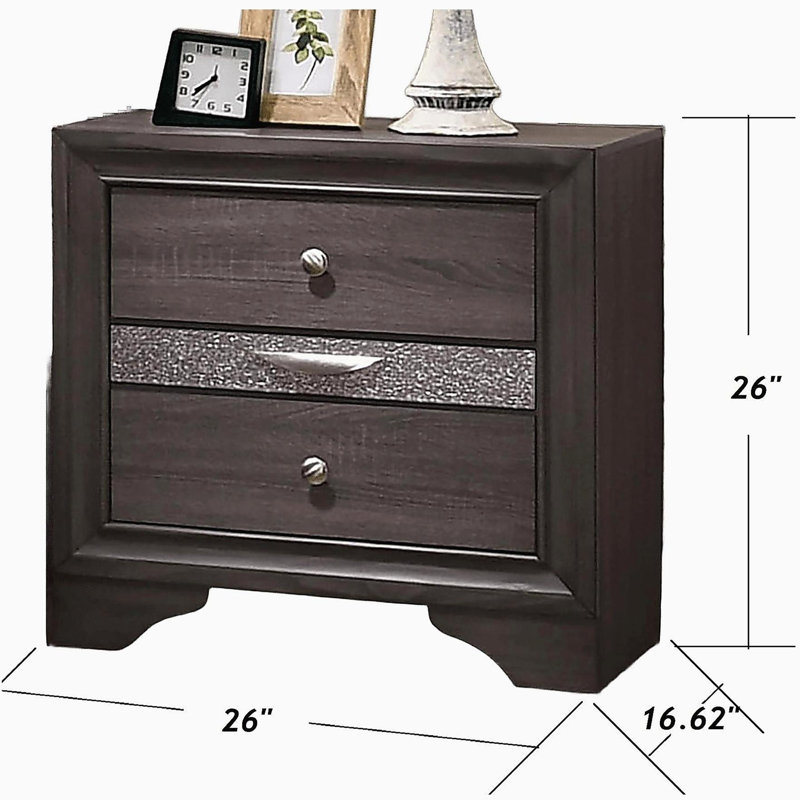 Table de chevet grise 1pc, Gris