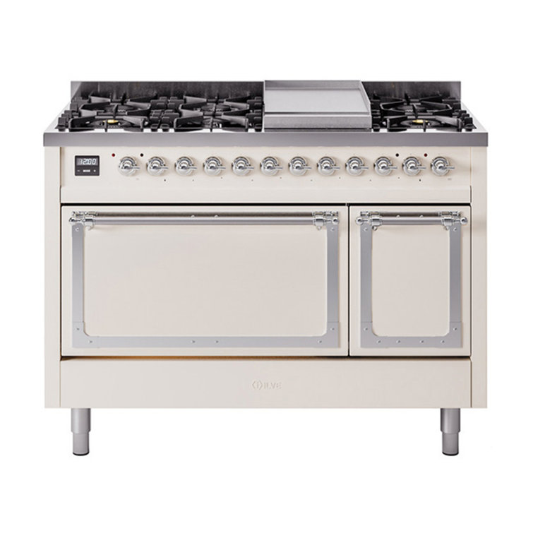 ILVE Nostalgie II Noblesse 48 in Dual Fuel Range, 8 Burner, Griddle