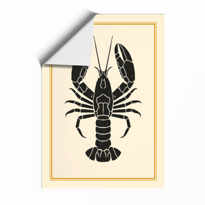 Lobster Silhouette Minimalist - Framed Print