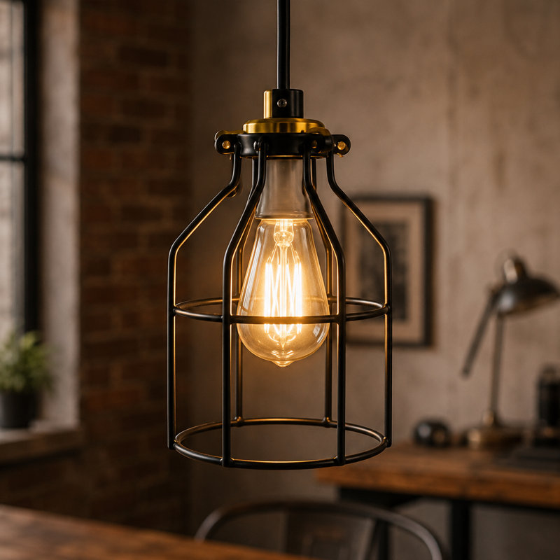 Ensemble de 4 protège-lampes industriels en métal - cage suspendue tambour vintage pour décor de maison de campagne et de loft