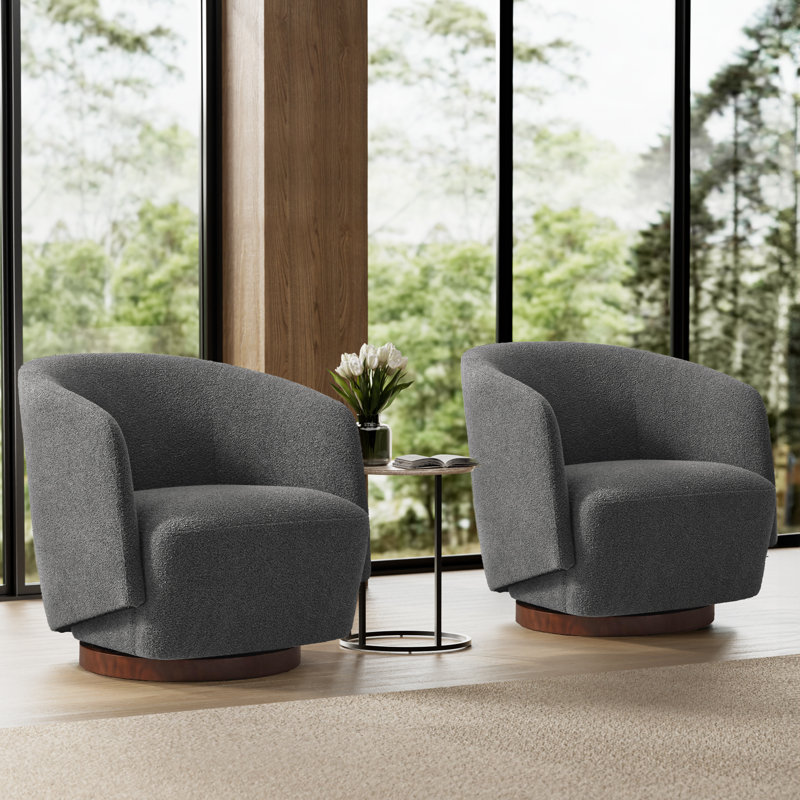 Caysey Boucle Swivel Accent Chair, Gray