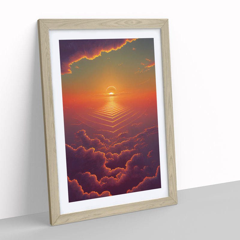 Cloudy Sunset No.5 1 Piece Single Picture Frame Wall Art, 34cm H x 25cm W x 2cm D, Oak