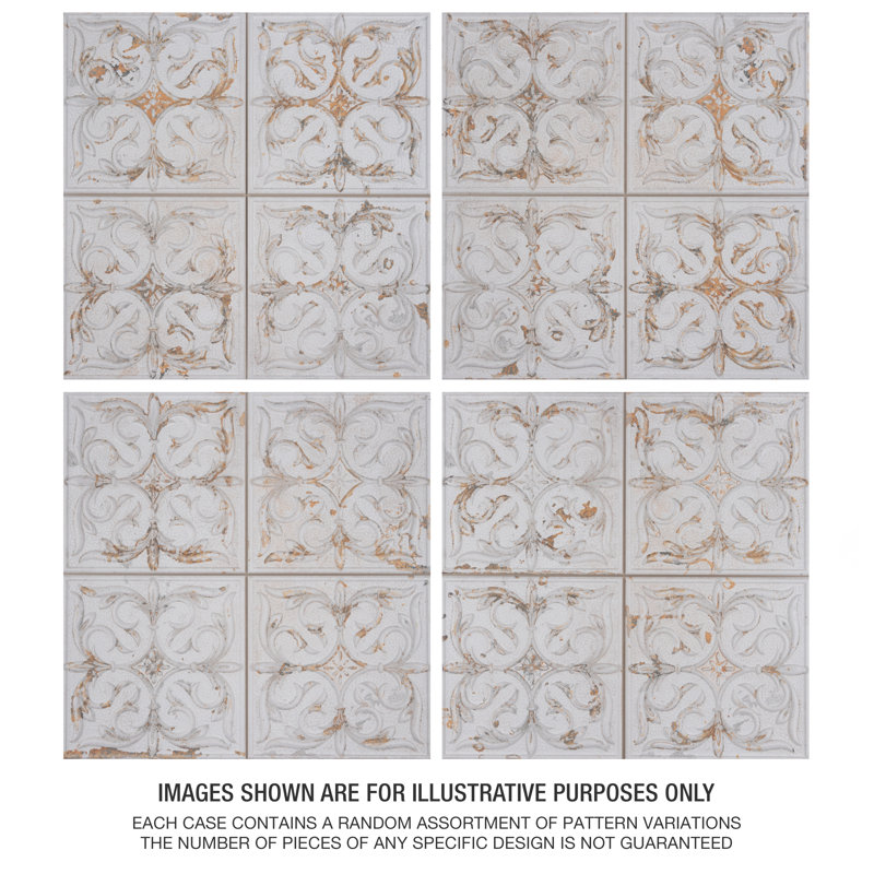 Antigua Lis 13" x 13" Straight Edge Porcelain Metal Look Wall Tile, White