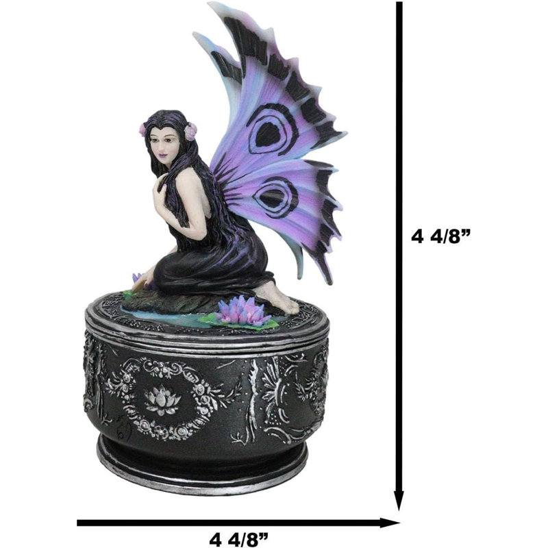 Boîte décorative fantaisie, nymphéa, fée gothique, fée, bijoux élémentaires