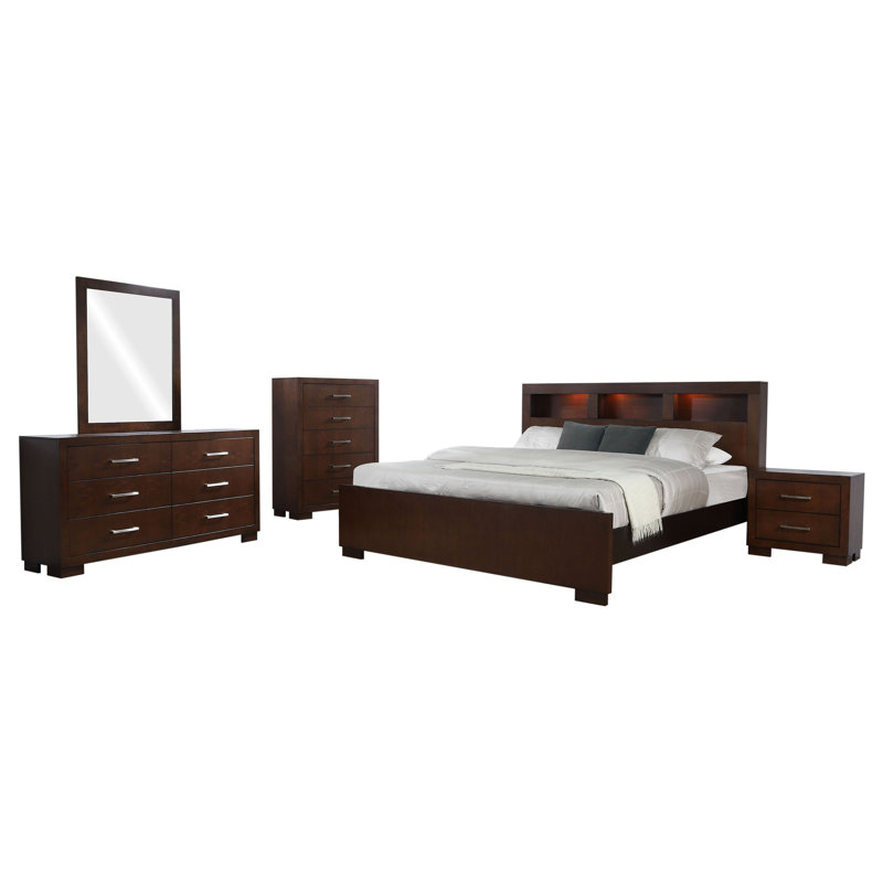Ensemble de chambre avec très grand lit 5 pièces Toffey Cappuccino, Très grand, Cappuccino