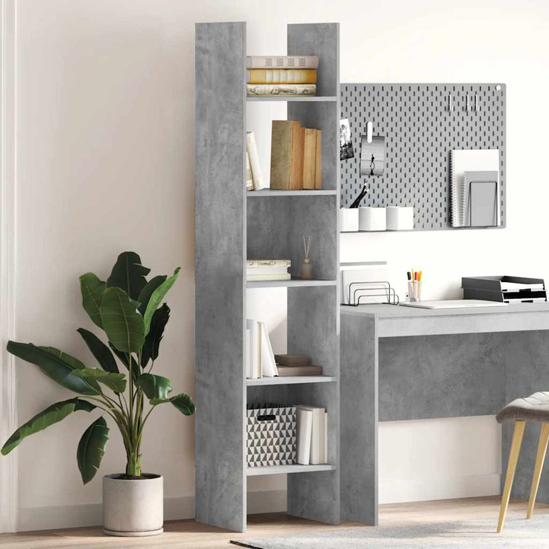 Dorith 180cm H Standard Bookcase, Concrete Grey, 180cm H x 40cm W x 35cm D