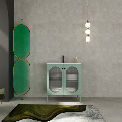 Meuble-lavabo autoportant de 30 po avec lavabo en céramique