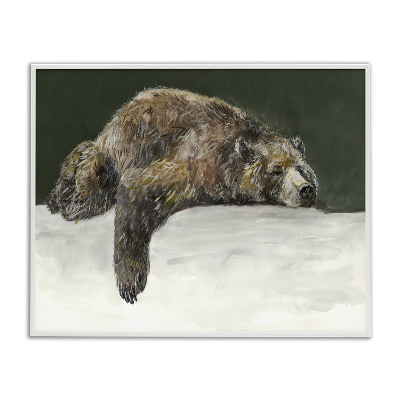 «Sleepy Woodland Bear», estampe numérique par Jacob Q, Estampe numérique encadrée blanc bord de mer, H 11 po x l 14 po