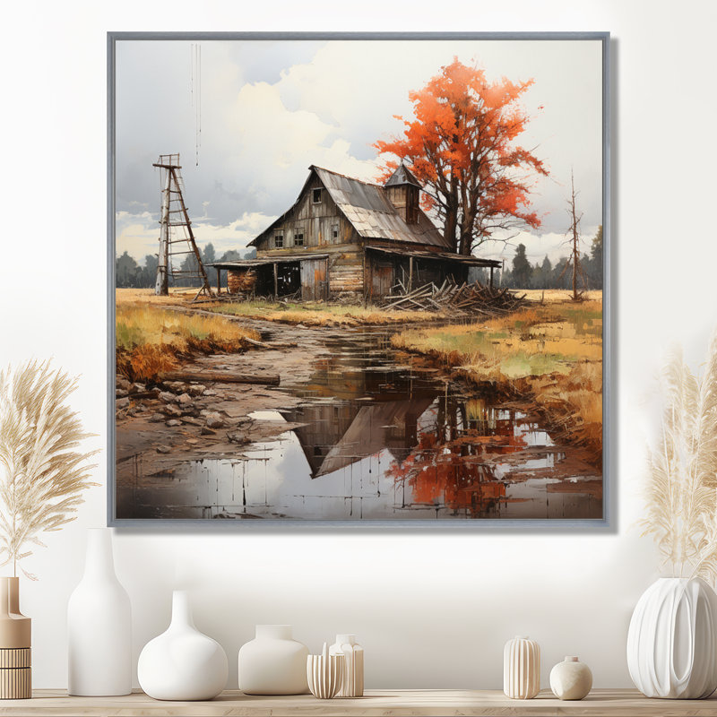 Art mural sur toile Barns, H 36 po x l 36 po x P 1,5 po, Encadrement argenté