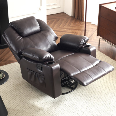 Pandolfi 39.4" Faux Leather Swivel Recliner