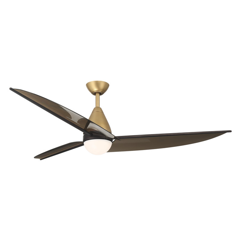 Lirden 65" 5CCT LED Ceiling Fan, Brass, Brown Smoke