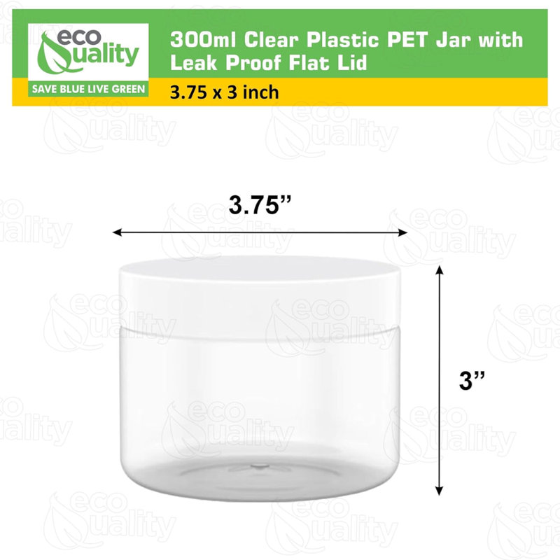  Pot transparent pour animal de compagnie de 300 ml avec couvercle plat, contenant de rangement rechargeable pour les produits de soins personnels, le rangement des aliments, l'organisation domestique et les fournitures d'artisanat (30)