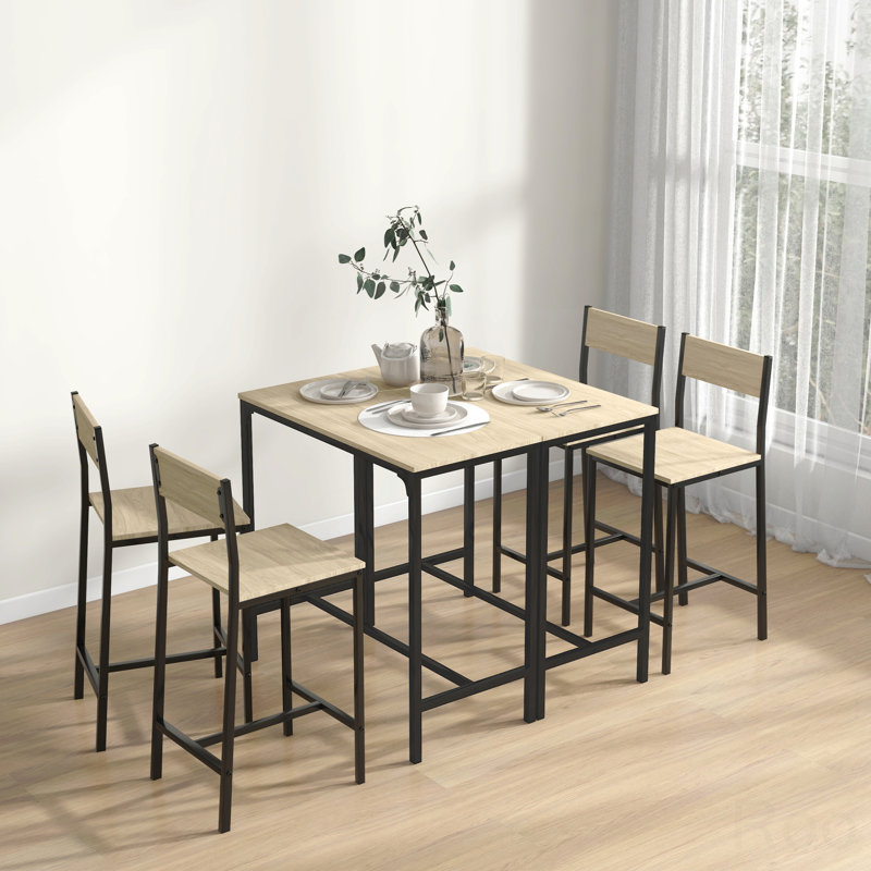 Ensemble de table de bar et chaises de salle à manger 3 pièces, ensemble de table de salle à manger industriel pour 2 personnes, table de cuisine à hauteur de comptoir avec tabourets de bar, ensemble de table de petit déjeuner pour 2 petits espaces