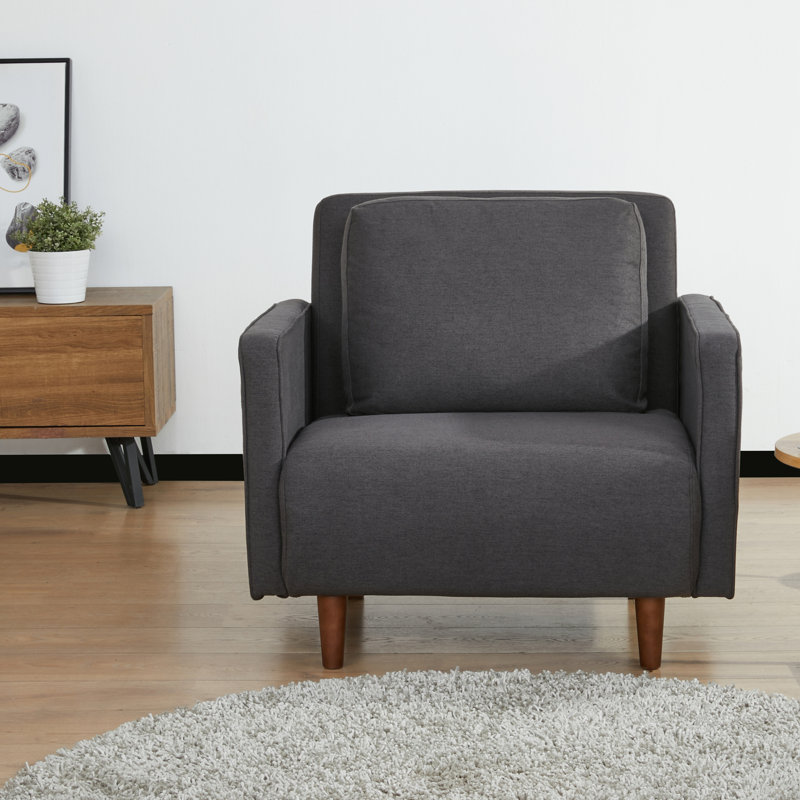 Fauteuil en polyester l 36,6 po Lekha, Gris anthracite