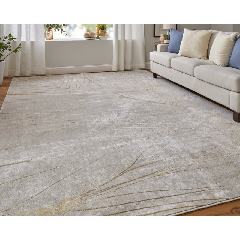 Abstrait moderne Vanhorn, taupe / brun / argent, Rectangle 10 pi x 13 pi 2 po