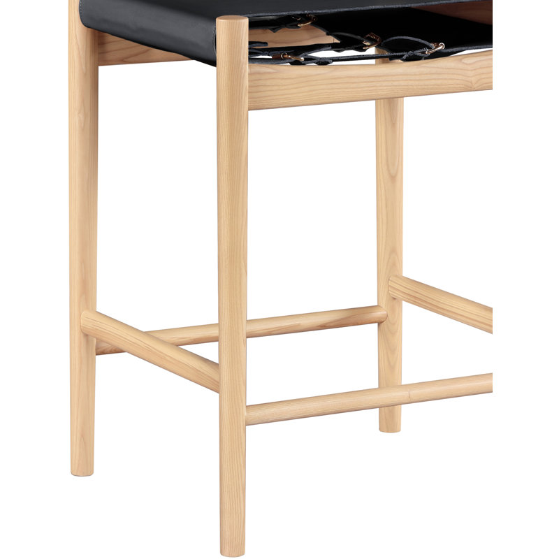 Tabouret de bar Rawlins, Cuir végétalien noir, Naturel
