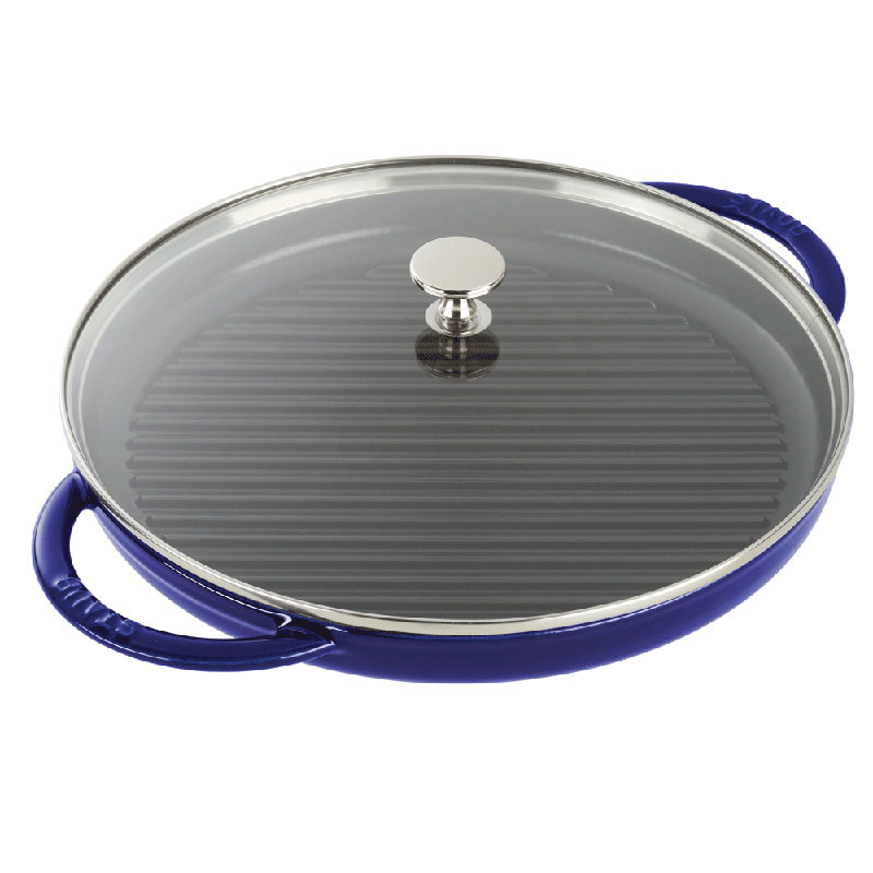 Staub 12 in. Cast iron Grill Pan, Dark Blue