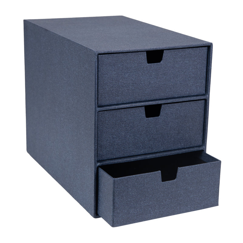 Organisateur de bureau à 3 tiroirs Bigso, Toile bleue