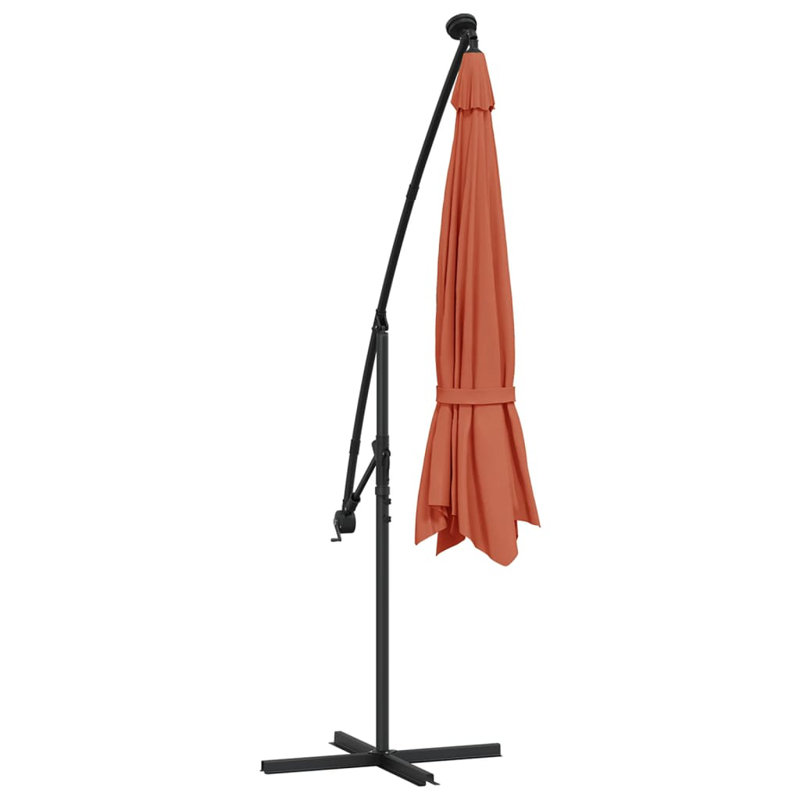 Gurganus 350cm Lighted Market Parasol, Terracotta