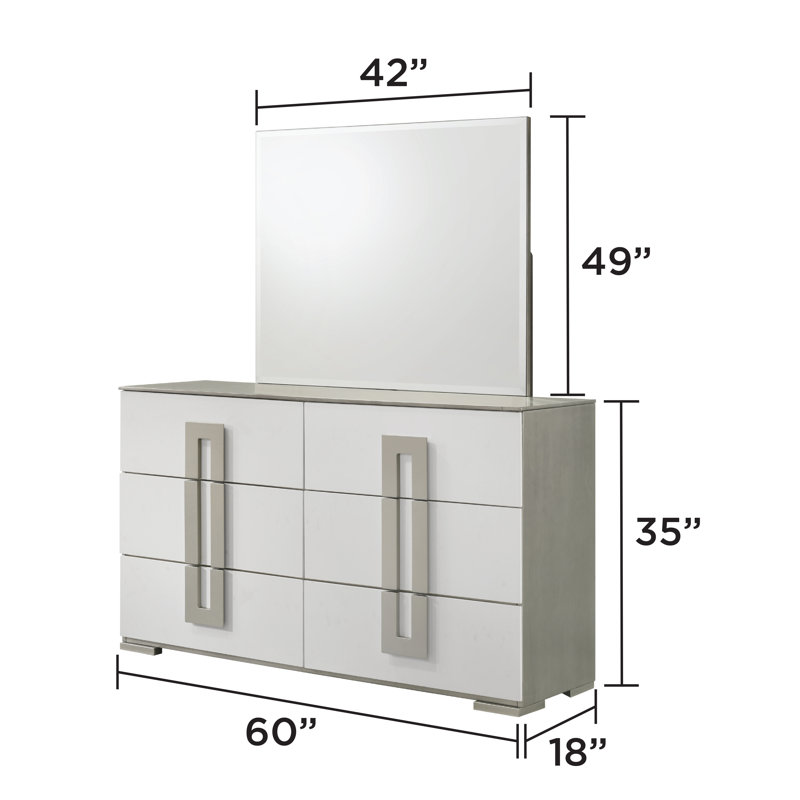 Grand Kyrstyn 4 pièces, Grand lit, 4 Pcs: Bed, Dresser, Nightstand, Mirror