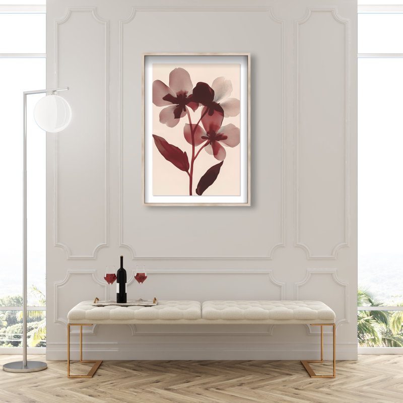 Crimson Coastline II Shadowbox Abstract Print by Oliver Gal, Black Frame, 10 x 15, 46.5"H x 31.5"W, Natural Oak Frame