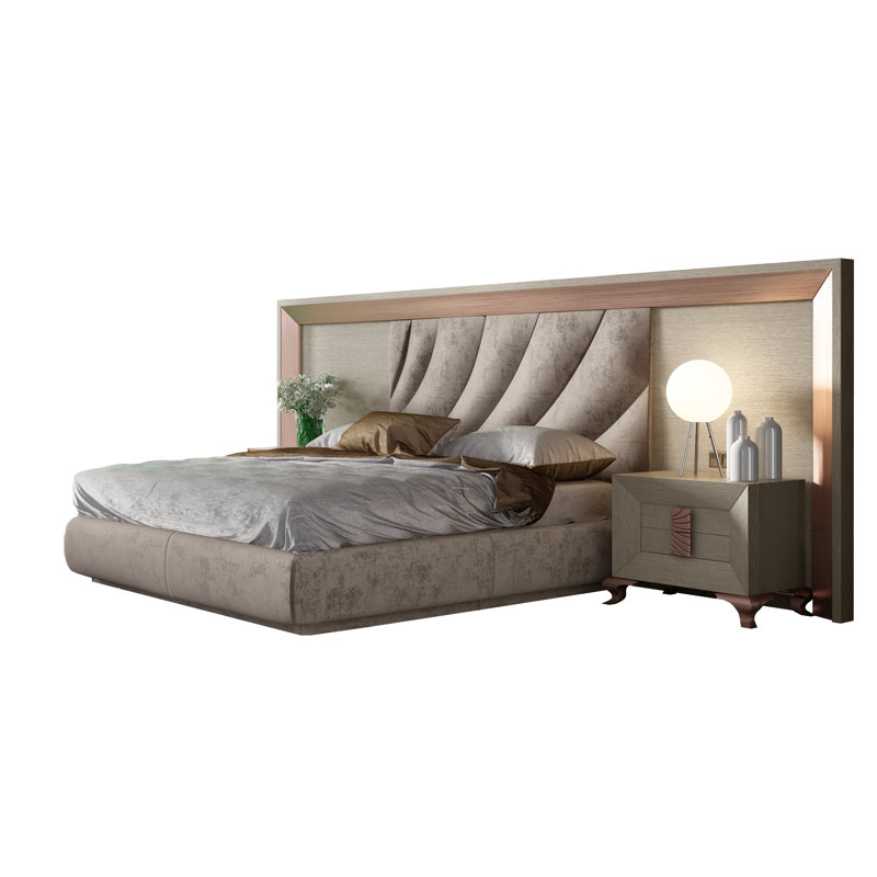 Annalya Vegan Leather Panel Bed, Taupe, Queen