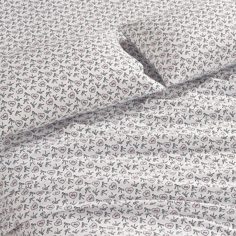 Juicy Couture Printed Microfiber Sheet Set, Queen, Dolly Bows