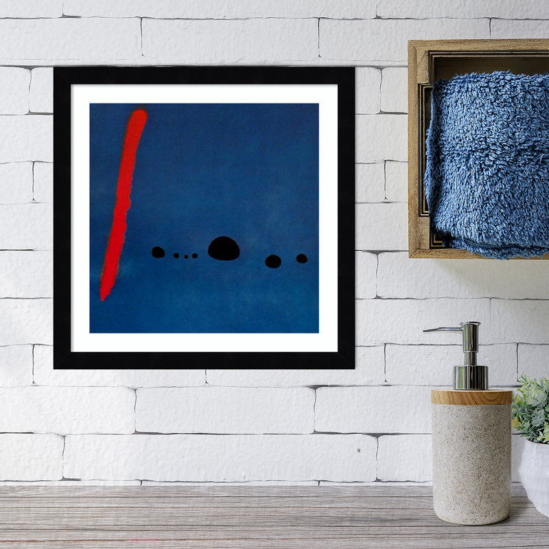 «Bleu II» par Joan Miro - impression encadrée, Papier encadré noir, H 14 po x l 14 po