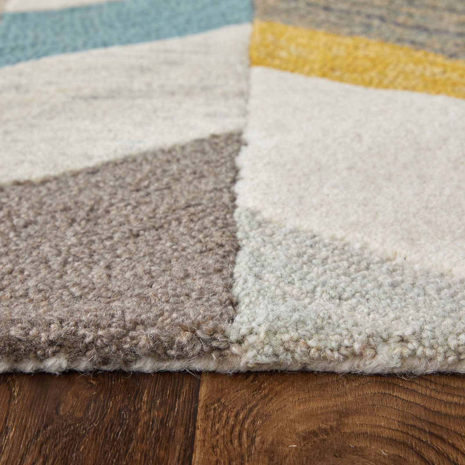 Binada Blue Gray Hand-Tufted Chevron Rug, Rectangle 9'6" x 13'6"