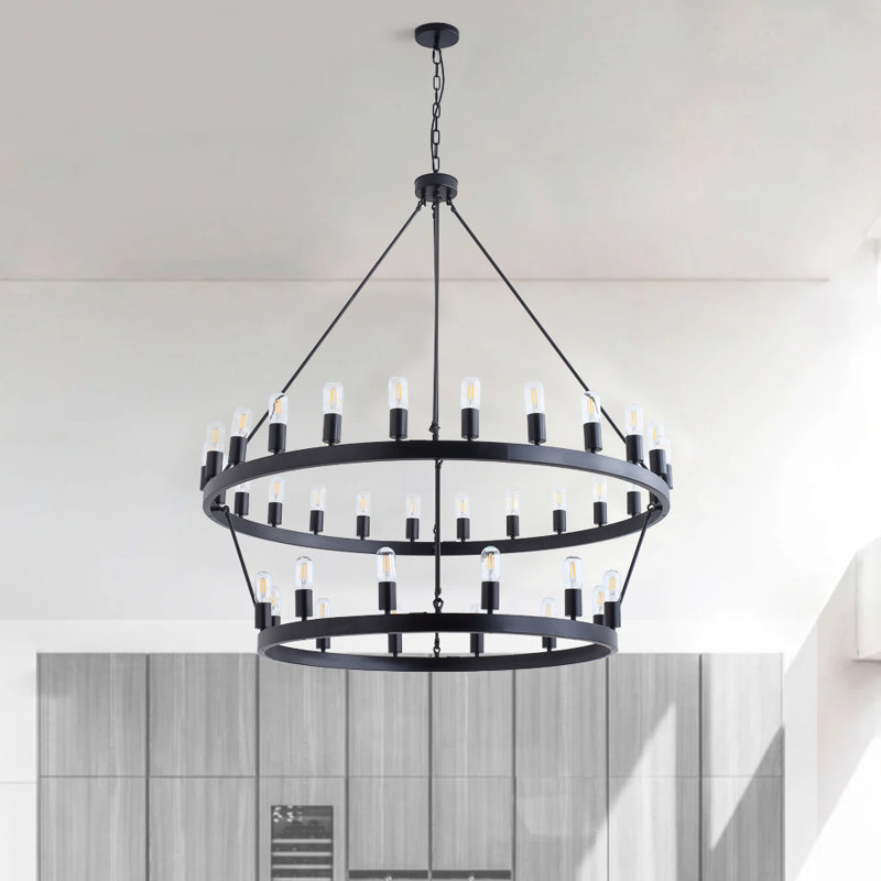 Makael 36-Bulbs Light Dragon Black Finish Wheel Chandelier