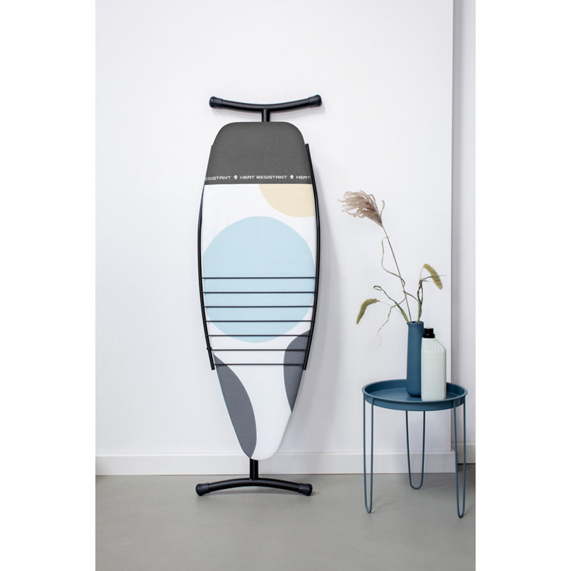 Brabantia Size D XL Ironing Board with Linen Rack and Heat Resistant Parking Zone Spring Bubbles Cover
