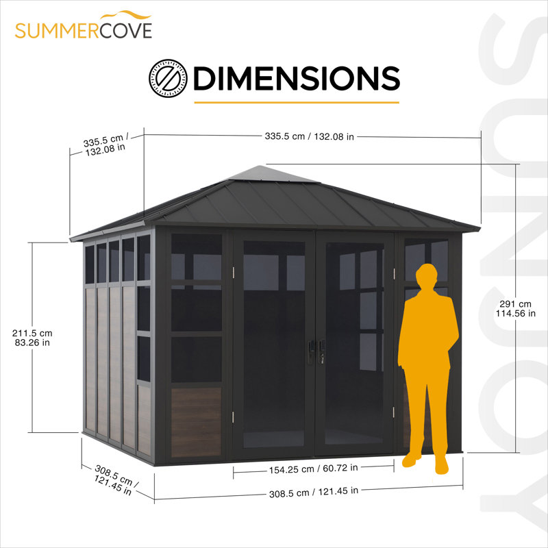 Pavillon de jardin permanent en métal X P 11 pi D Pavillon de jardin en acier