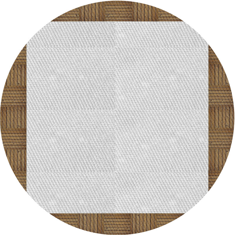Tapis abstrait blanc cassé / brun, Rond 6 pi