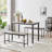 Slate Gray Industrial Dining Table Set with 2 Benches, Rectangular 43.3 W, Seats 4