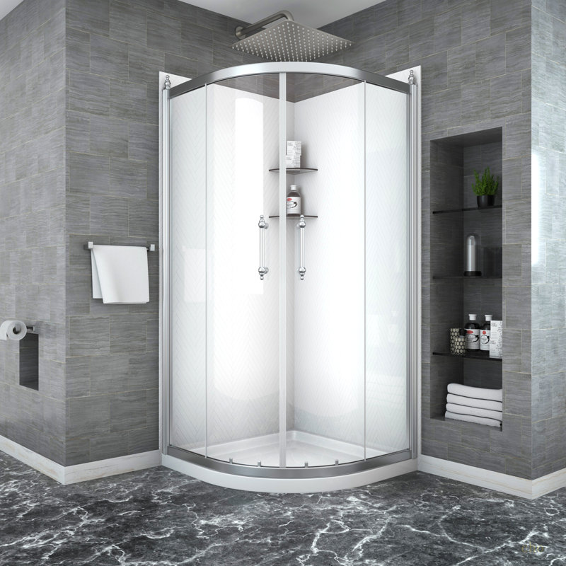 Porte de douche 36 po x 72 po avec cabine de douche encadrée en chrome