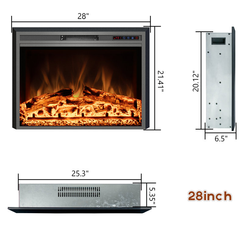 Insertion de foyer électrique Lembert, H 21,4 po x l 28,7 po x P 6,5 po