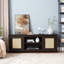 Console de 70 po avec décoration naturelle et grand espace de rangement, l 65 po x P 15,32 po x H 23,16 po