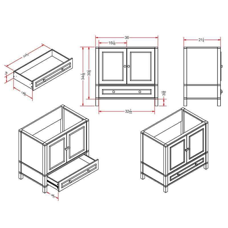 Williamsburg 36" White Pine Vanity Cabinet with Nickel Hardware