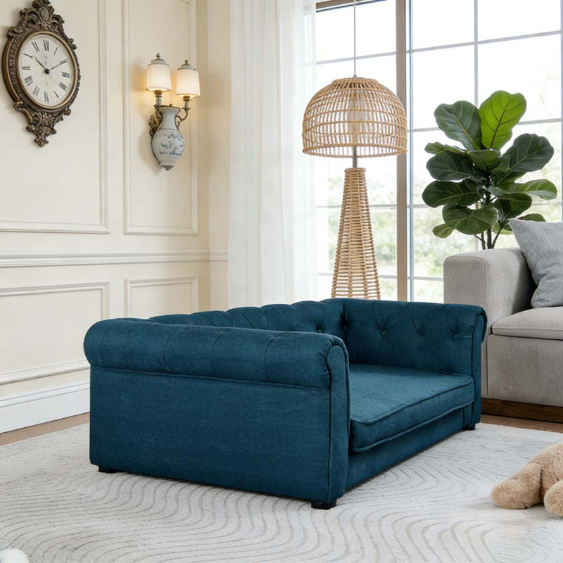 Lit rectangulaire élégant pour petits et moyens chiens, Bleu